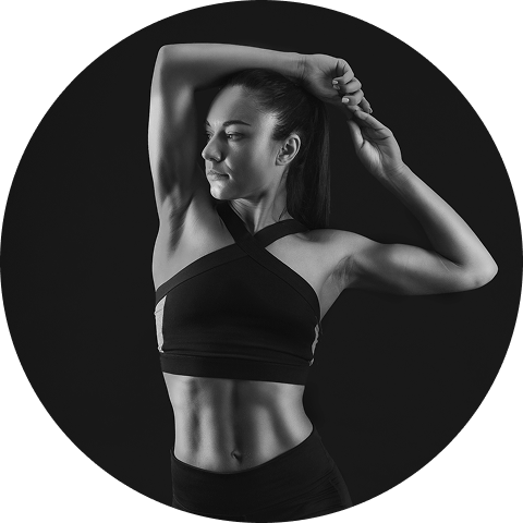 Woman doing a workout - black & white photo